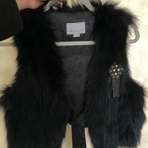 Luxury Fox Fur Black Vest | Korean Brand